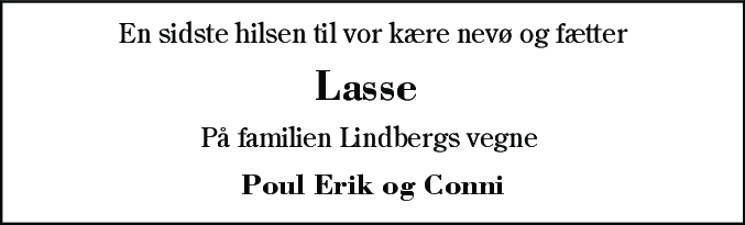 Dødsannonce for Lasse Hansen