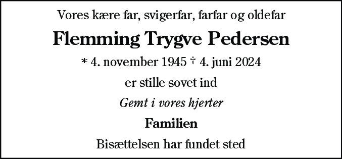 Dødsannonce for Flemming Trygve Pedersen