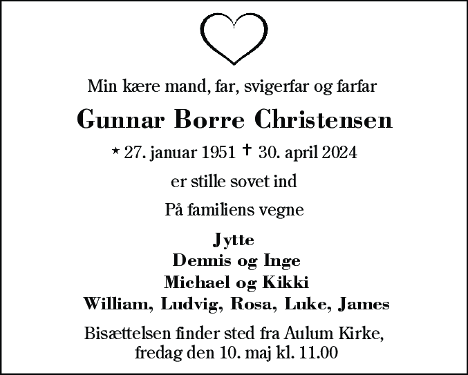 Dødsannonce for Gunnar Borre Christensen