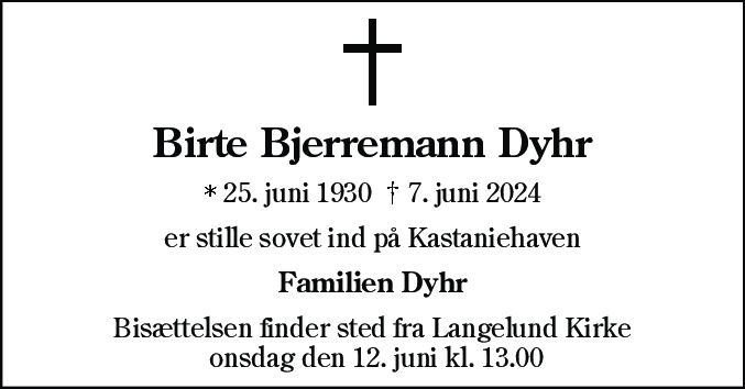 Dødsannonce for Birte Bjerremann Dyhr