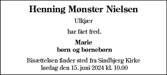 Dødsannonce for Henning Mønster Nielsen