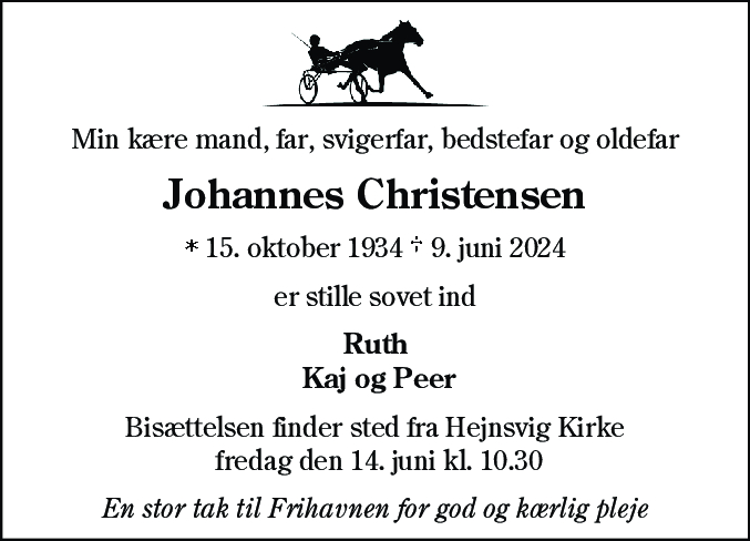 Dødsannonce for Johannes Christensen