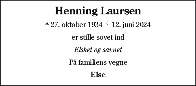 Dødsannonce for Henning Laursen