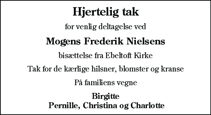 Dødsannonce for Mogens Frederik Nielsen