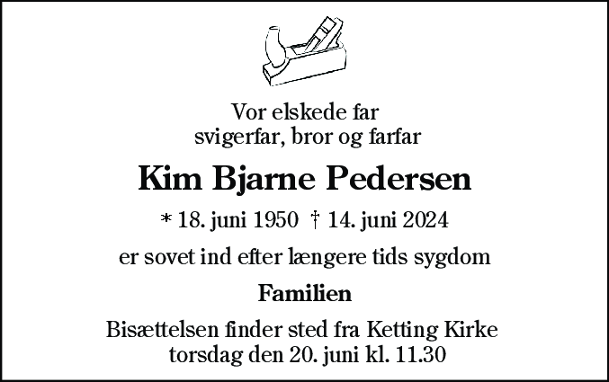 Dødsannonce for Kim Bjarne Pedersen