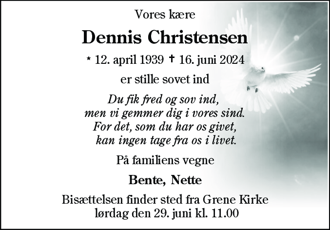 Dødsannonce for Dennis Christensen