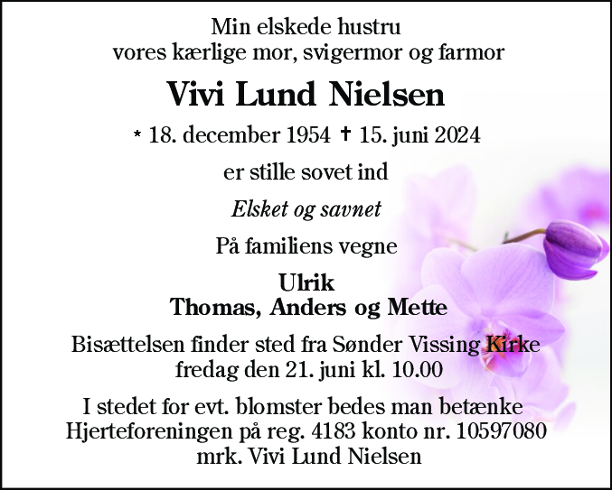 Dødsannonce for Vivi Lund Nielsen