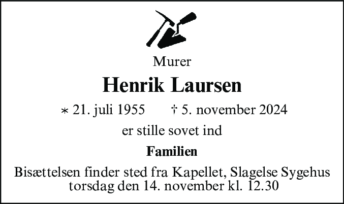Dødsannonce for Henrik Laursen