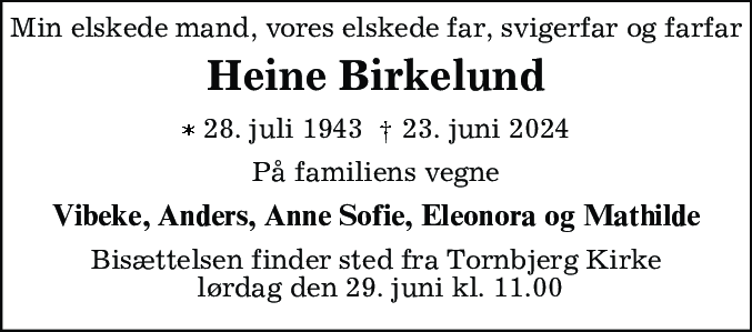 Dødsannonce for Heine Birkelund