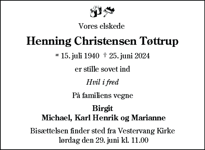Dødsannonce for Henning Christensen Tøttrup