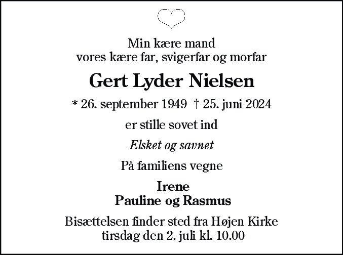 Dødsannonce for Gert Lyder Nielsen