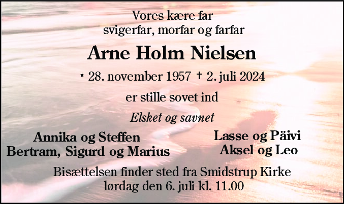 Dødsannonce for Arne Holm Nielsen