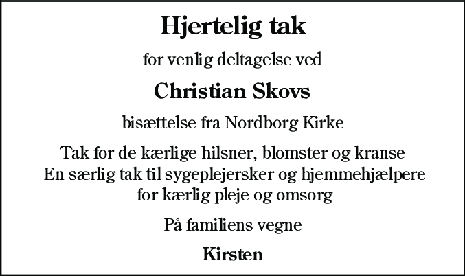 Dødsannonce for Christian Skov