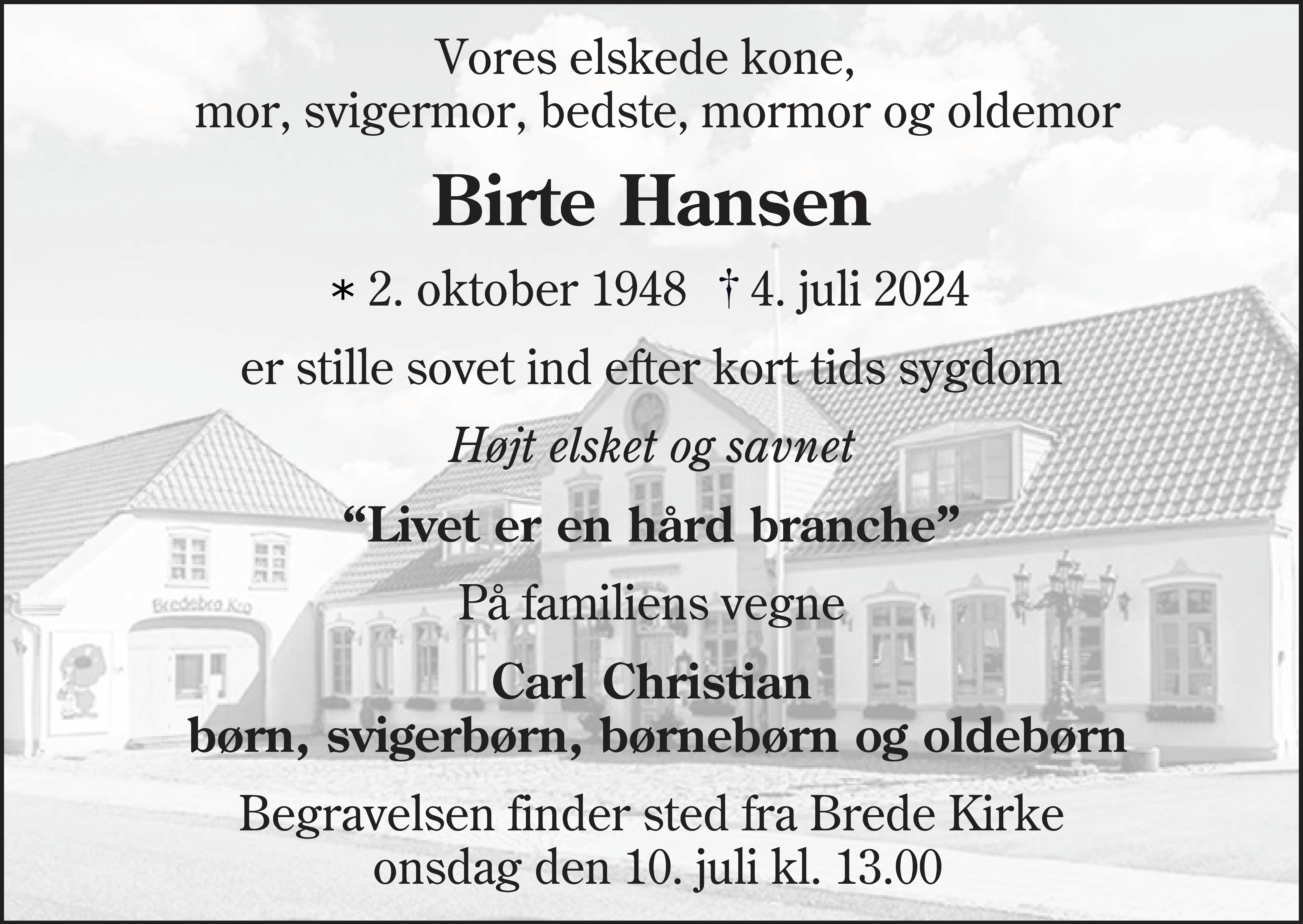 Dødsannonce for Birthe Hansen