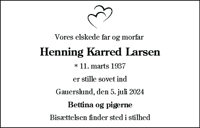 Dødsannonce for Henning Karred Larsen