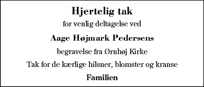 Dødsannonce for Aage Højmark Pedersen