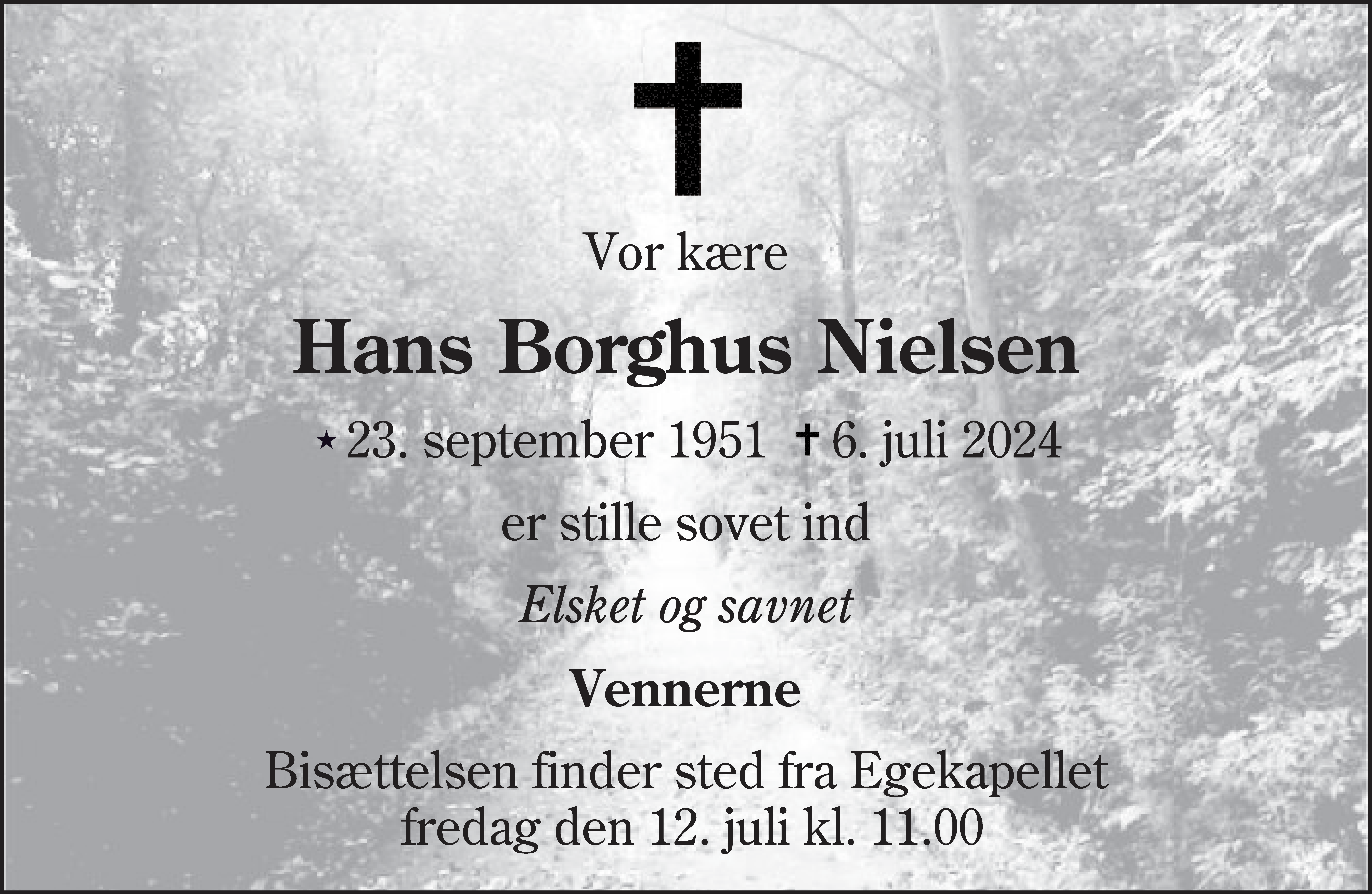 Dødsannonce for Hans Borghus Nielsen