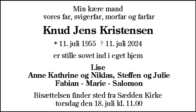 Dødsannonce for Knud Jens Kristensen