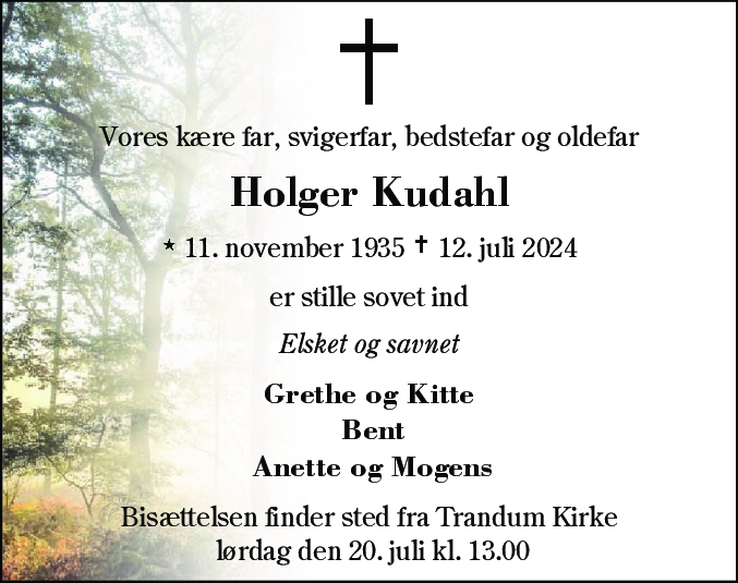 Dødsannonce for Holger Kudahl
