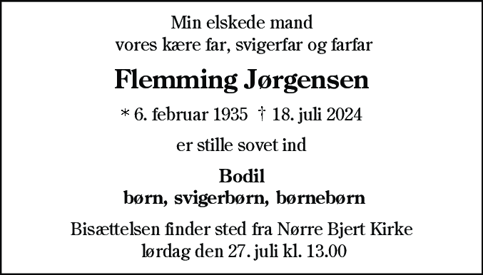 Dødsannonce for Flemming Jørgensen