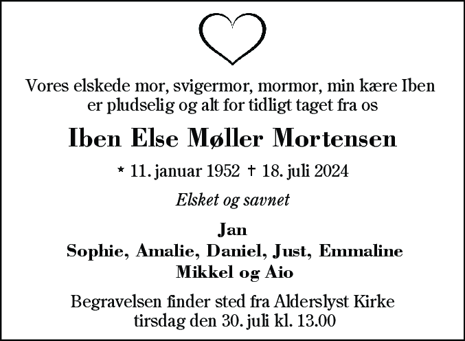 Dødsannonce for Iben Else Møller  Mortensen