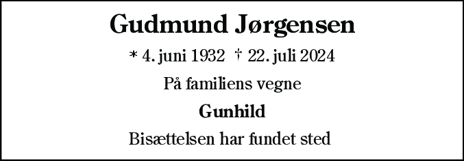 Dødsannonce for Gudmund Jørgensen