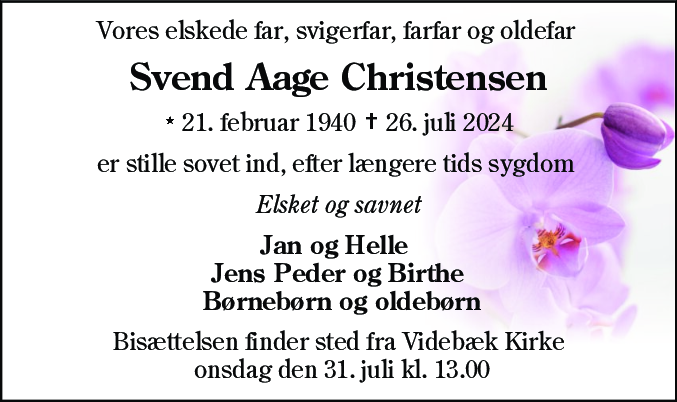 Dødsannonce for Svend Aage Christensen