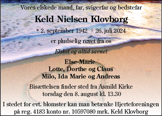 Dødsannonce for Kjeld Nielsen Klovborg
