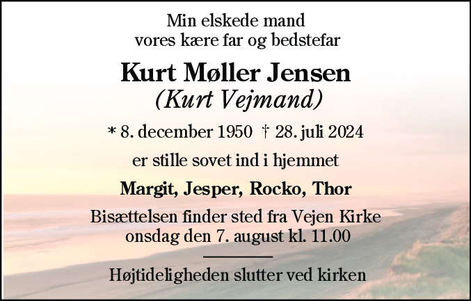 Dødsannonce for Kurt Møller Jensen