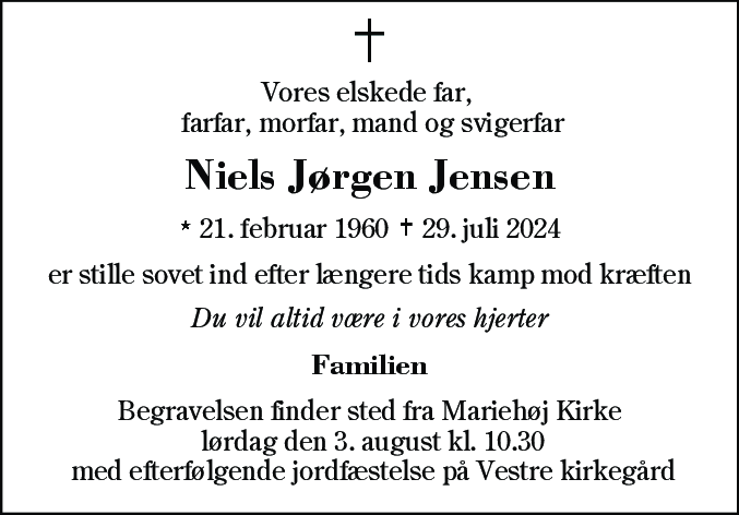 Dødsannonce for Niels Jørgen Jensen