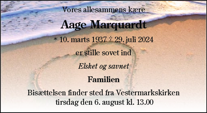 Dødsannonce for Aage Marquardt