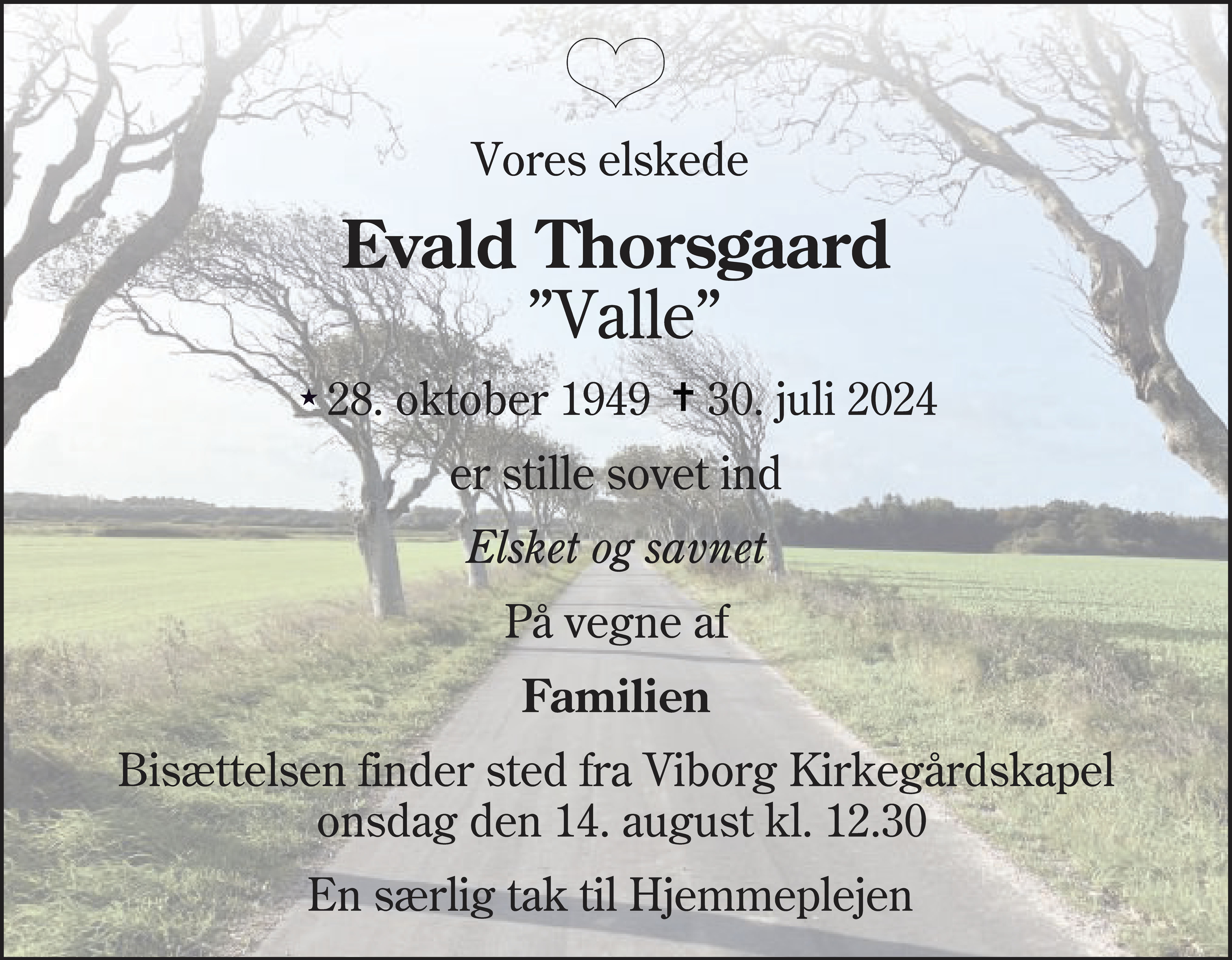 Dødsannonce for Evald Thorsgaard