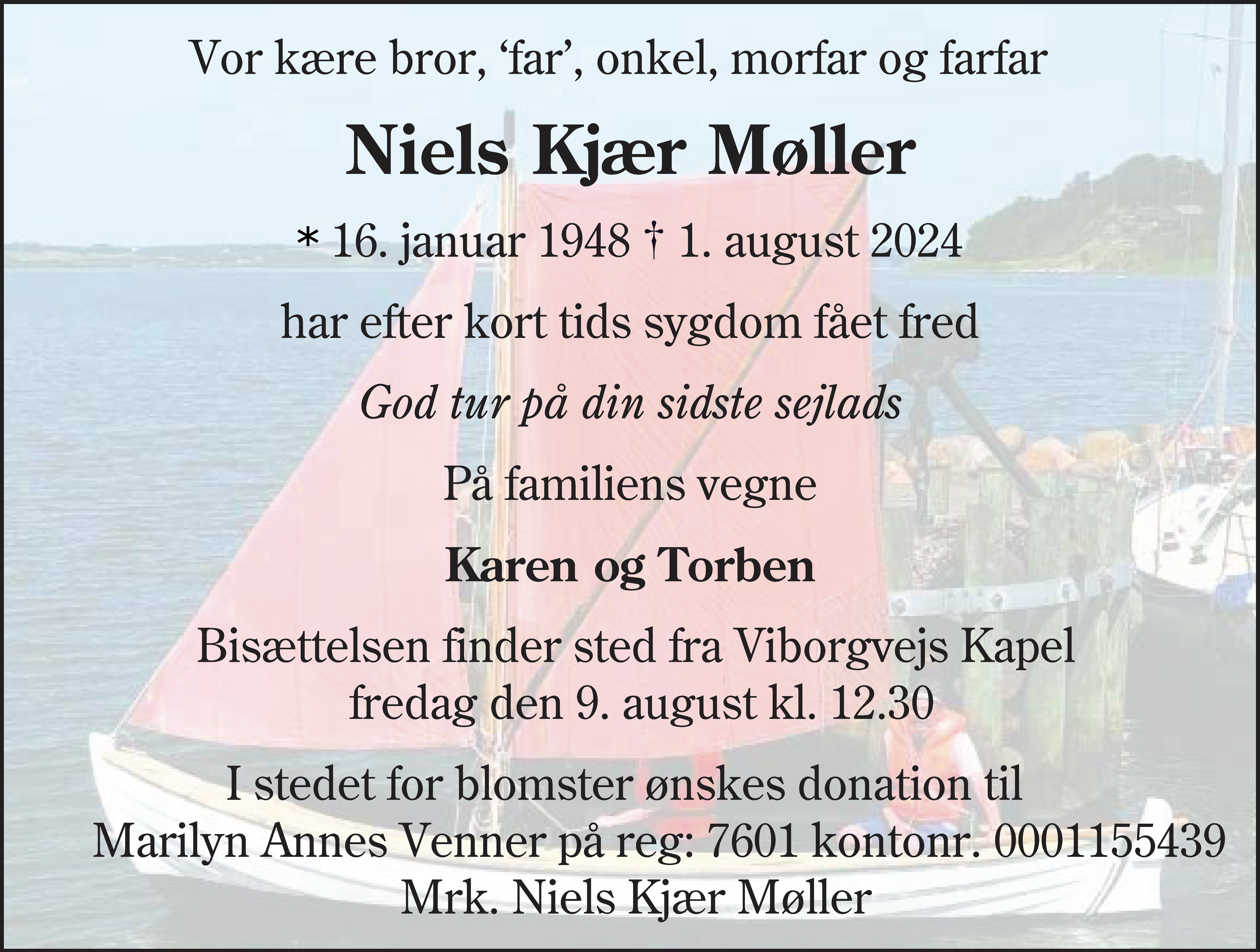 Dødsannonce for Niels Kjær Møller