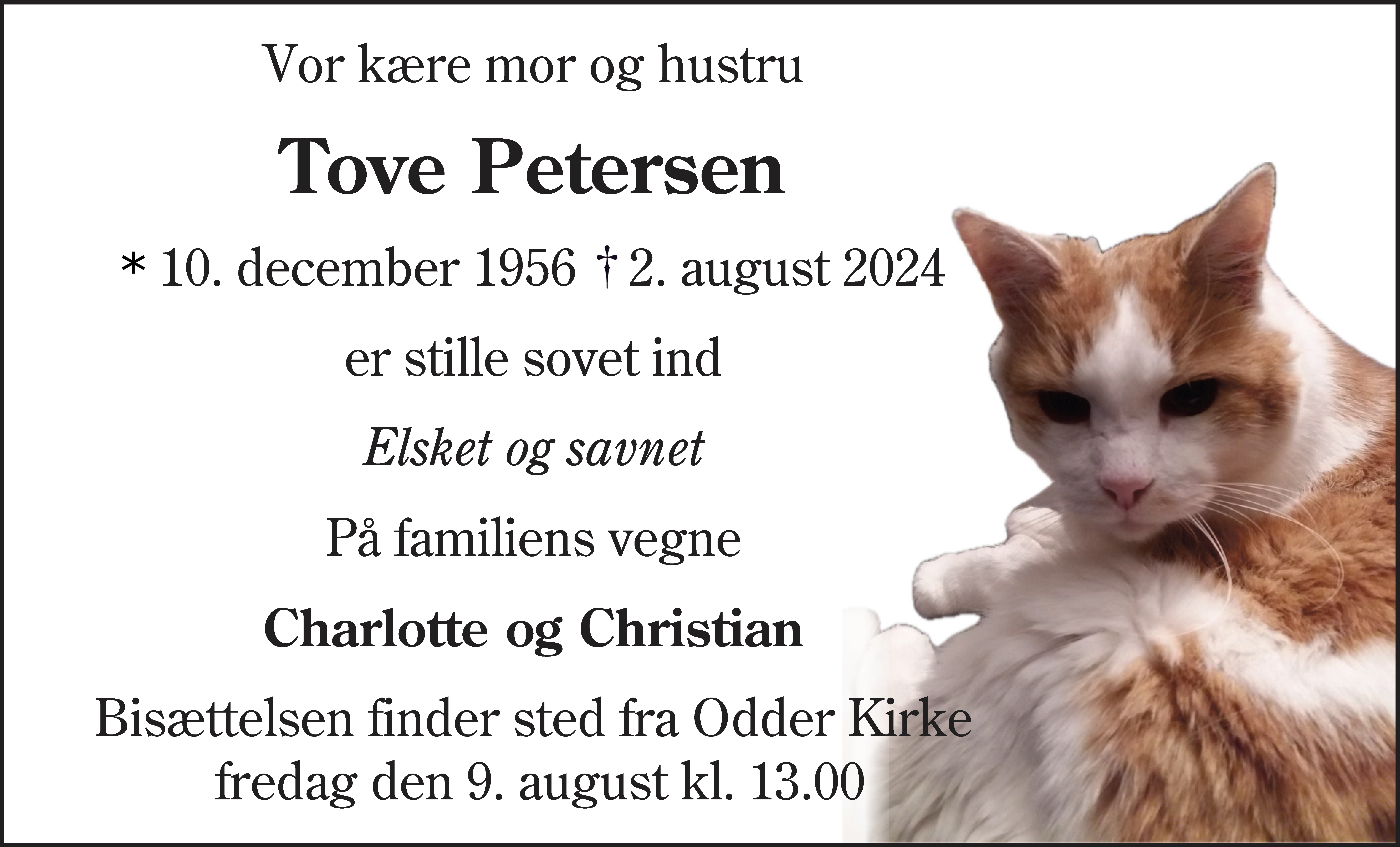 Dødsannonce for Tove Petersen