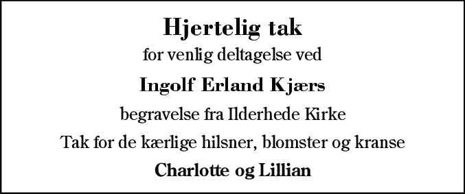 Dødsannonce for Ingolf Erland Kjær