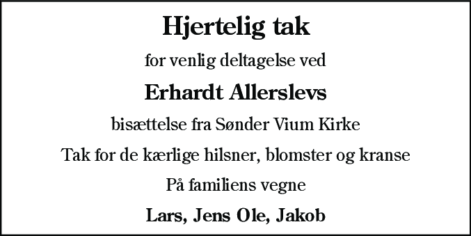 Dødsannonce for Erhardt Allerslev
