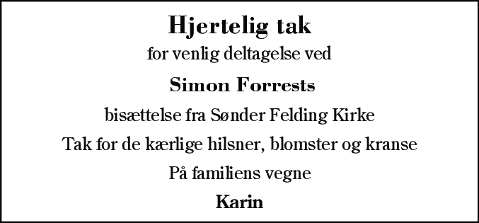 Dødsannonce for Donald Simon Forrest