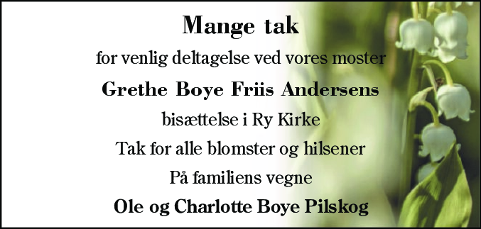 Dødsannonce for Grethe Boye Friis Andersen