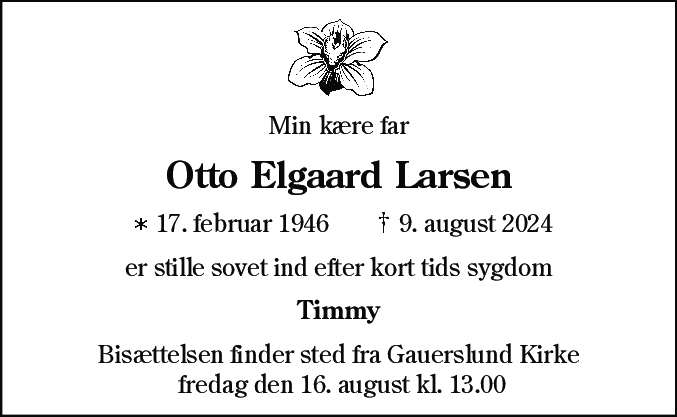 Dødsannonce for Otto Elgaard Larsen