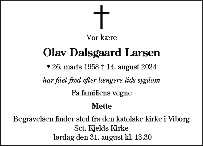 Dødsannonce for Olav Dalsgaard Larsen