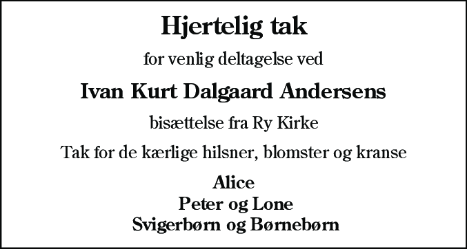 Dødsannonce for Ivan Kurt Dalgaard Andersen