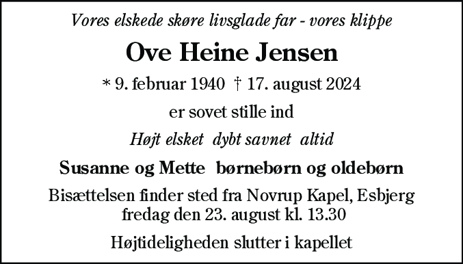 Dødsannonce for Ove Heine Jensen