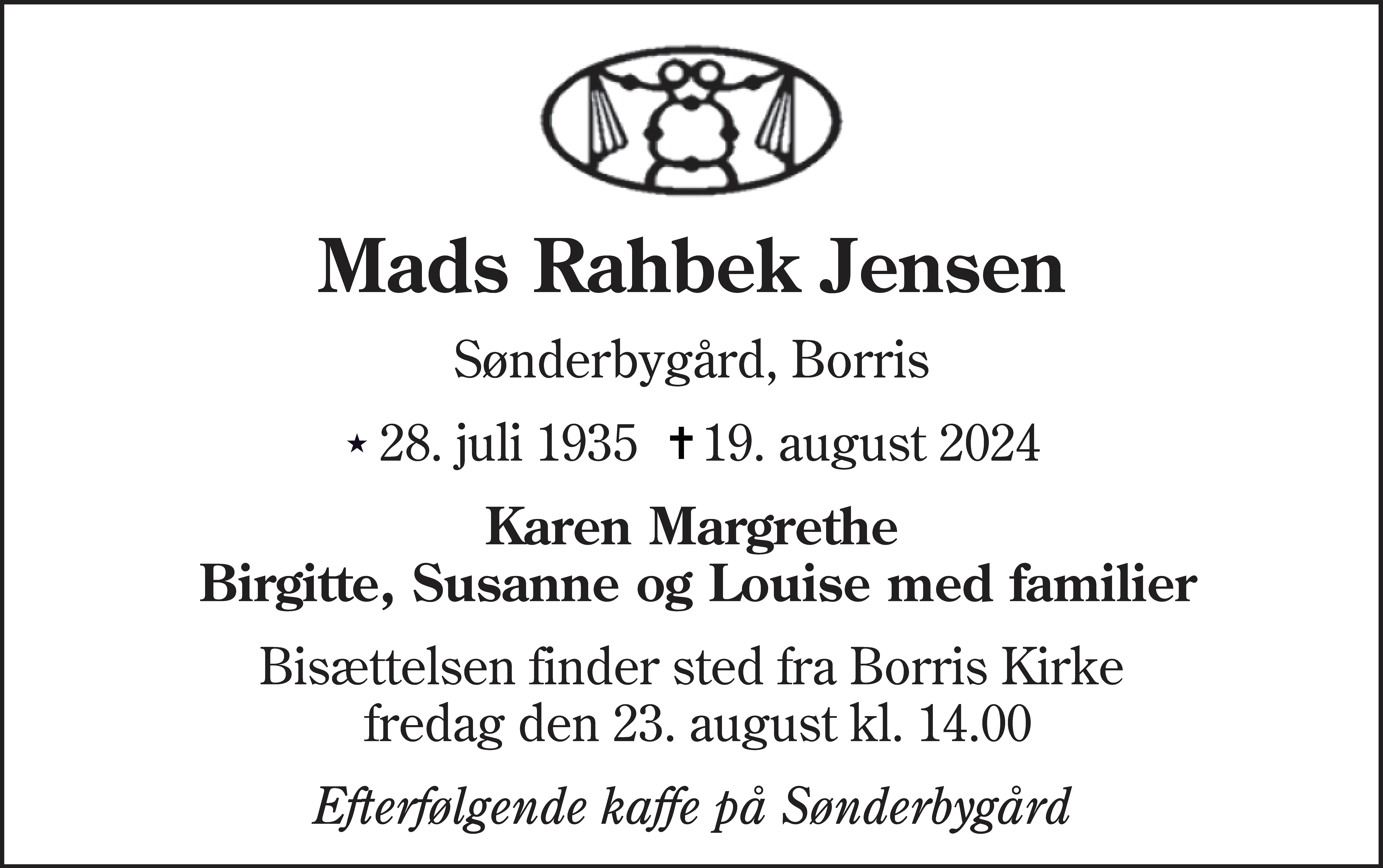 Dødsannonce for Mads Rahbek Jensen