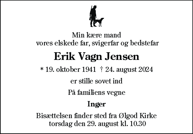 Dødsannonce for Erik Vagn Jensen