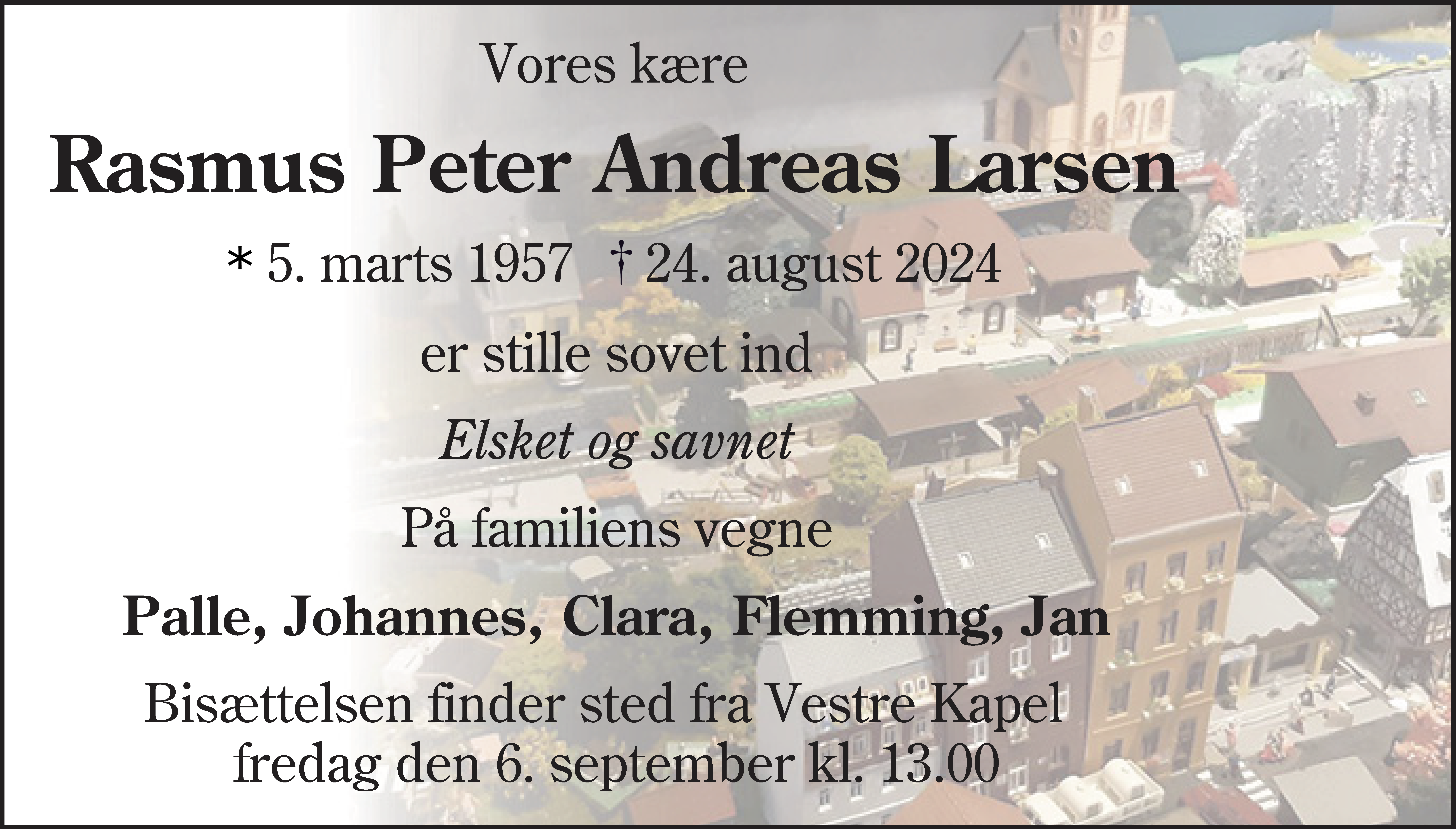 Dødsannonce for Rasmus Peter Andreas Larsen