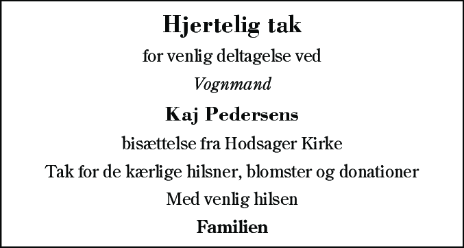 Dødsannonce for Kaj Pedersen