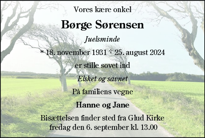 Dødsannonce for Børge Sørensen