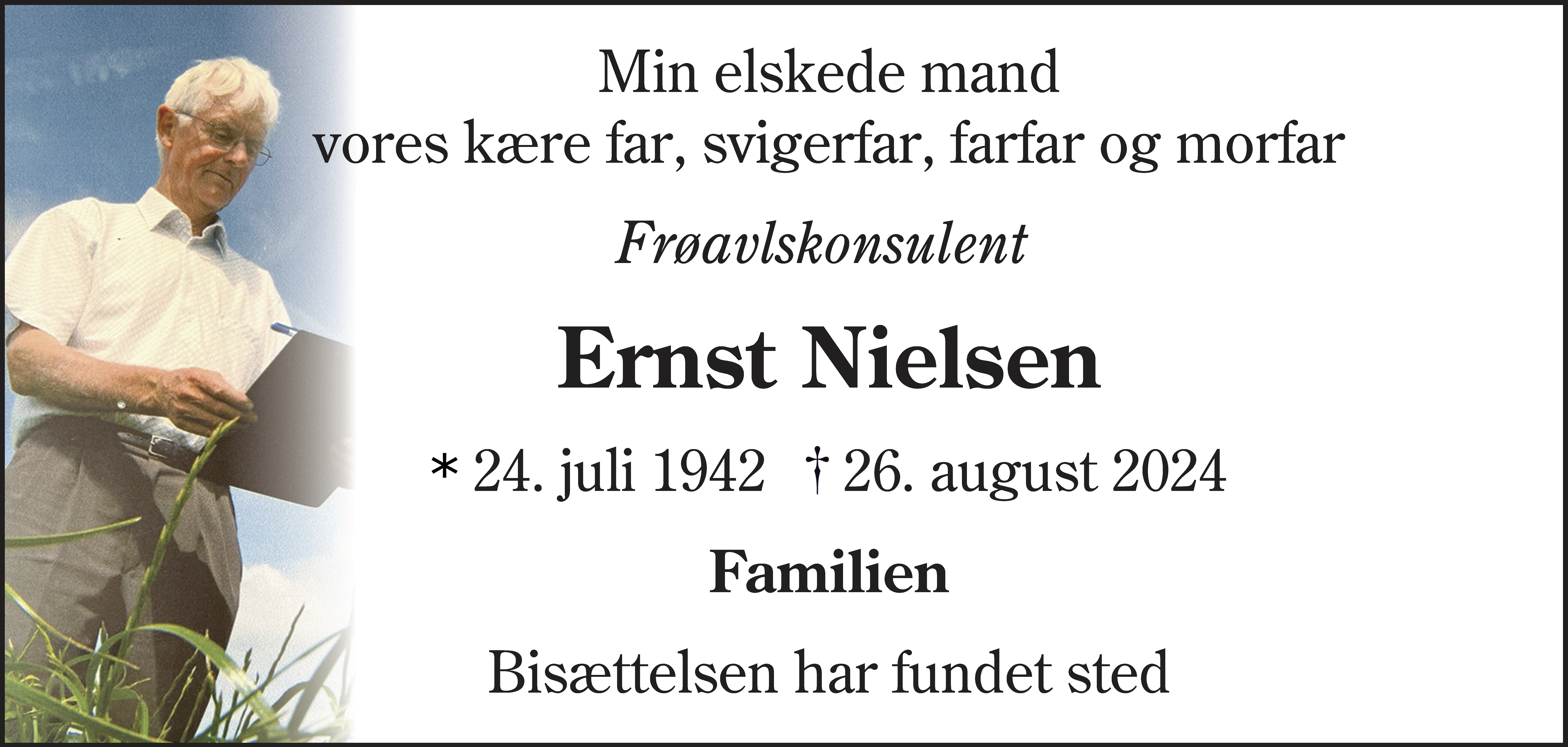 Dødsannonce for Ernst Nielsen
