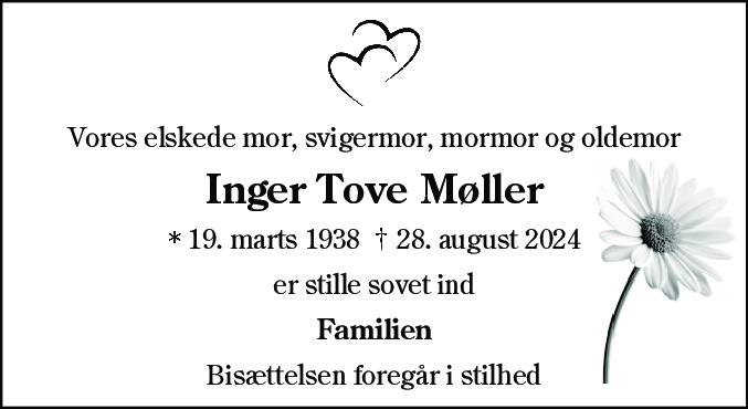 Dødsannonce for Inger Tove Møller