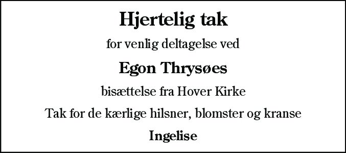 Dødsannonce for Egon Justesen Thrysøe